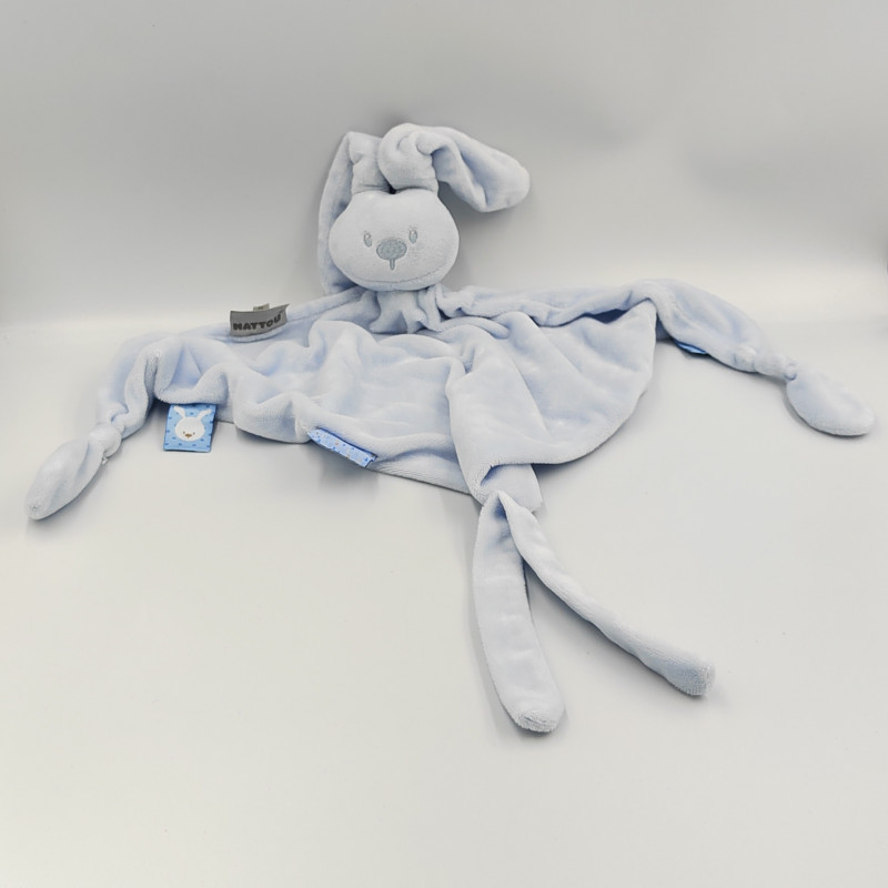 Doudou plat triangle lapin bleu ciel Lapidou NATTOU