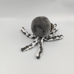Doudou pieuvre poulpe gris blanc laine Octopus NATTOU