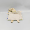 Doudou plat lapin vert beige blanc tortue KALOO