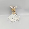 Doudou lapin beige blanc gris Perlim mouchoir Baby nat