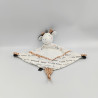 Doudou plat girafe blanche grise marron SAUTHON