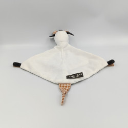 Doudou plat girafe blanche grise marron SAUTHON