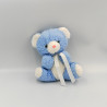 Ancien doudou peluche ours bleu blanc NOUNOURS