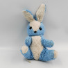 Ancienne peluche lapin bleu blanc GIPSY