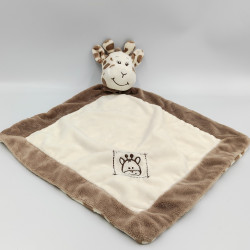 Doudou plat girafe marron écru blanc ZDT ACTION