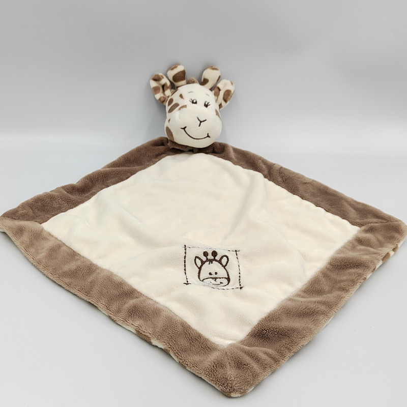 Doudou plat girafe marron écru blanc ZDT ACTION
