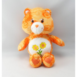 Peluche Bisounours orange clair Groscopain fleurs CARE BEARS