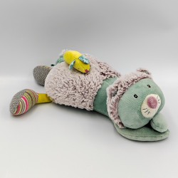 Doudou musical chat bleu gris vert souris les Pachats MOULIN ROTY