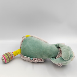 Doudou musical chat bleu gris vert souris les Pachats MOULIN ROTY