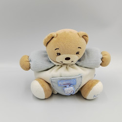 Doudou ours blanc bleu train KALOO