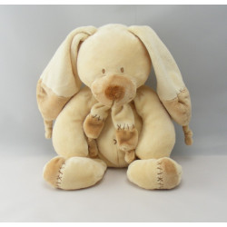 Doudou lapin écru beige avec écharpe NICOTOY