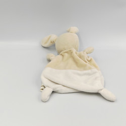 Doudou plat lapin blanc beige étoiles GRAIN DE BLE