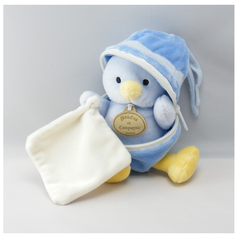 Doudou poussin bleu coquille avec mouchoir BABY NAT