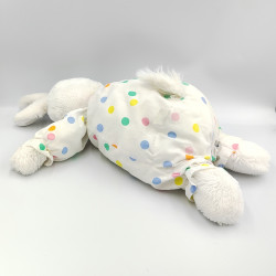 Doudou peluche lapin blanc à pois BOULGOM