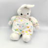 Doudou peluche lapin blanc à pois BOULGOM