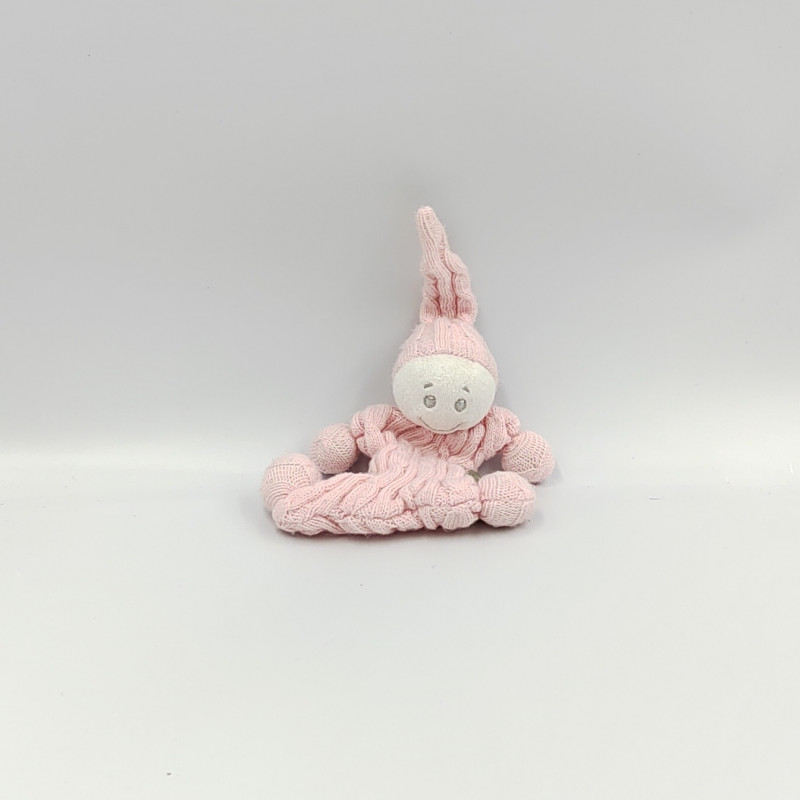 Mini doudou plat lutin rose laine TIAMO COLLECTION