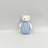 Mini Doudou ours blanc bleu rayé JACADI