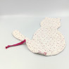 Doudou plat chat blanc rose coeurs DPAM