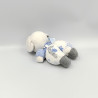 Doudou souris blanc bleu gris fleurs feuilles TARTINE ET CHOCOLAT