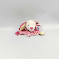Doudou plat chien rose jaune blanc beige pois SUCRE D'ORGE