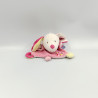 Doudou plat chien rose jaune blanc beige pois SUCRE D'ORGE