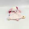Doudou plat chien rose jaune blanc beige pois SUCRE D'ORGE
