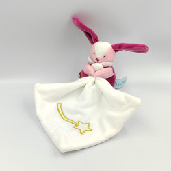 Doudou luminescent lapin rose blanc étoiles mouchoir les comètes BABY NAT