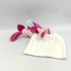 Doudou luminescent lapin rose blanc étoiles mouchoir les comètes BABY NAT