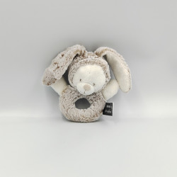 Doudou hochet ours déguisé en lapin blanc beige ORCHESTRA PREMAMAN