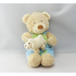 Doudou ours bleu vert tracteur TEX BABY