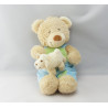 Doudou ours bleu vert tracteur TEX BABY
