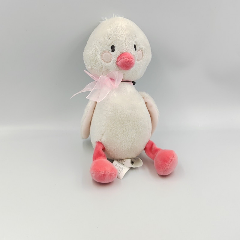 Doudou canard oiseau poussin blanc rose SERGENT MAJOR