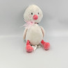 Doudou canard oiseau poussin blanc rose SERGENT MAJOR