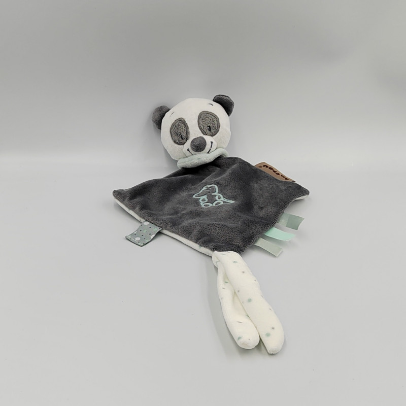 Doudou plat panda gris blanc vert crocodile NATTOU