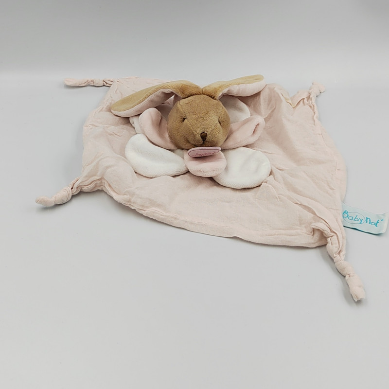 Doudou plat lapin rose pétales lange Layette BABY NAT