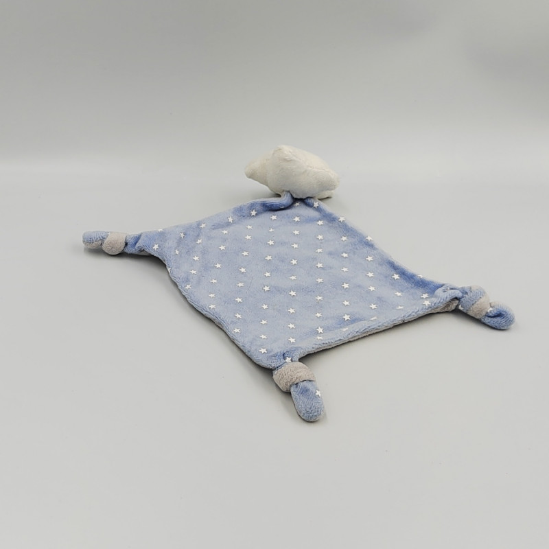 Doudou plat nuage bleu gris blanc étoiles SIPLEC