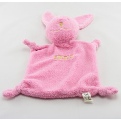 Doudou plat ours rose gris IKKS