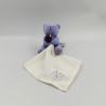 Doudou ours bleu violet pois mouchoir blanc Baby nat