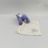 Doudou ours bleu violet pois mouchoir blanc Baby nat