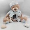 Grand doudou ours marron bleu miroir hochet NATTOU