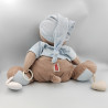 Grand doudou ours marron bleu miroir hochet NATTOU
