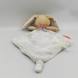 Doudou plat lapin blanc beige rose bleu BABY NAT