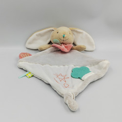 Doudou plat lapin blanc beige rose bleu BABY NAT