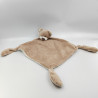 Doudou plat ours beige marron blanc bleu jaune CARRE BLANC