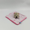 Doudou plat carré ours rose violet SUCRE D'ORGE