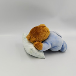 Peluche ours bleu avec coussin CPH