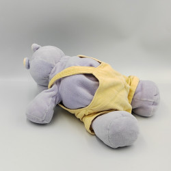 Doudou hippopotame bleu mauve salopette jaune JOLLYBABY