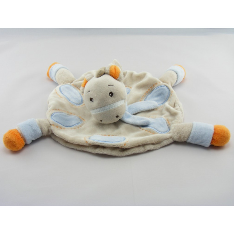 Doudou plat rond cheval ane bleu KIMBALOO LA HALLE