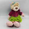 Grand doudou peluche lapin rose bordeaux vert sweat capuche SIGIKID