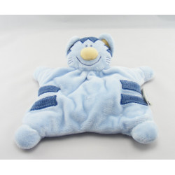 Doudou plat marionnette Pattou chat bleu avec poisson NATTOU